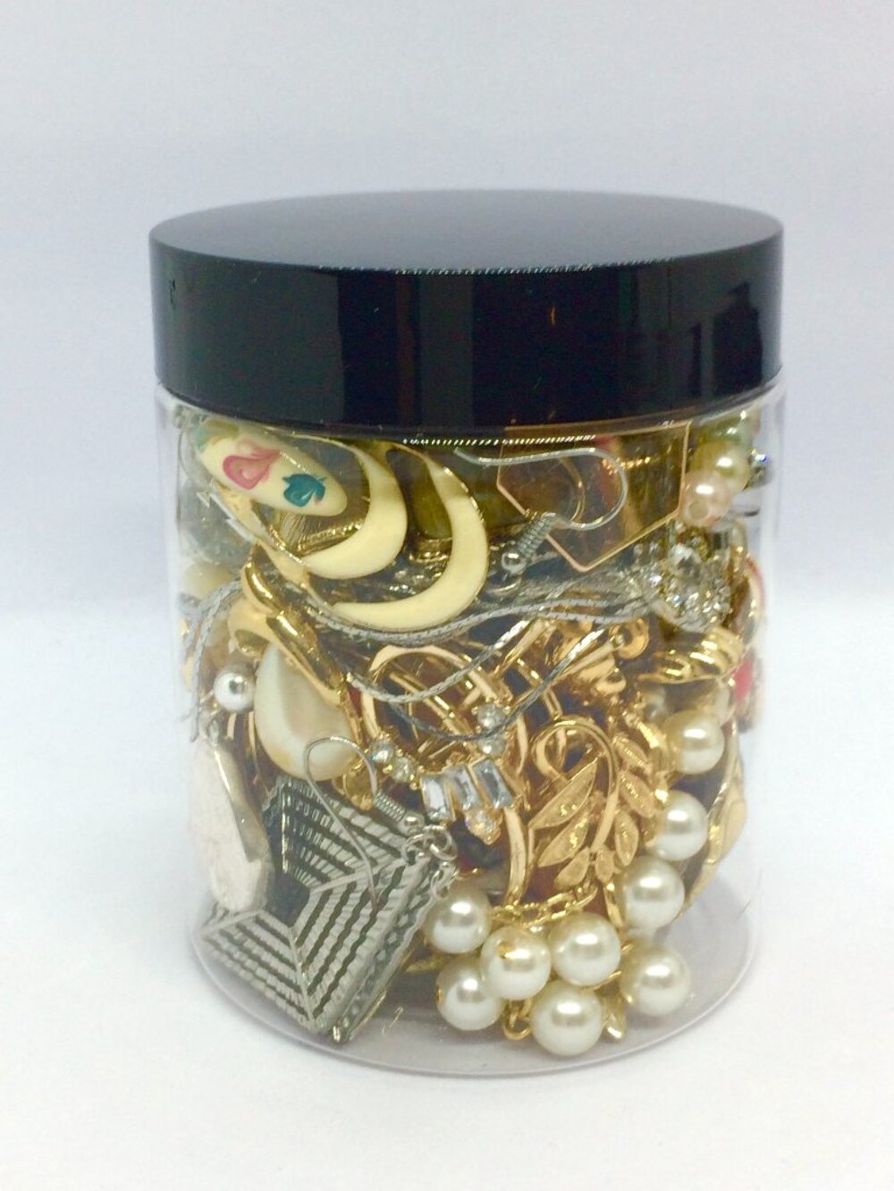 MYSTERY JEWELRY JAR Vintage Modern Pierced Earrings Mixed Lot Wearable 13.6 OZ